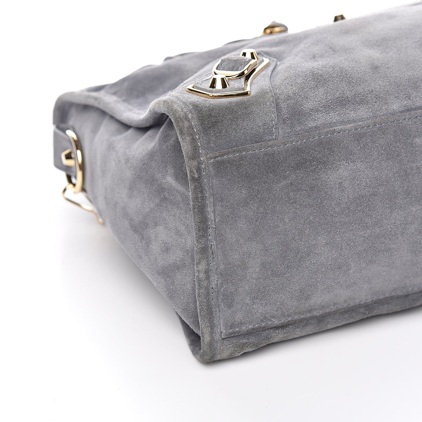 Baby Daim Suede Gold Metallic Edge Hardware City Gris Plomb