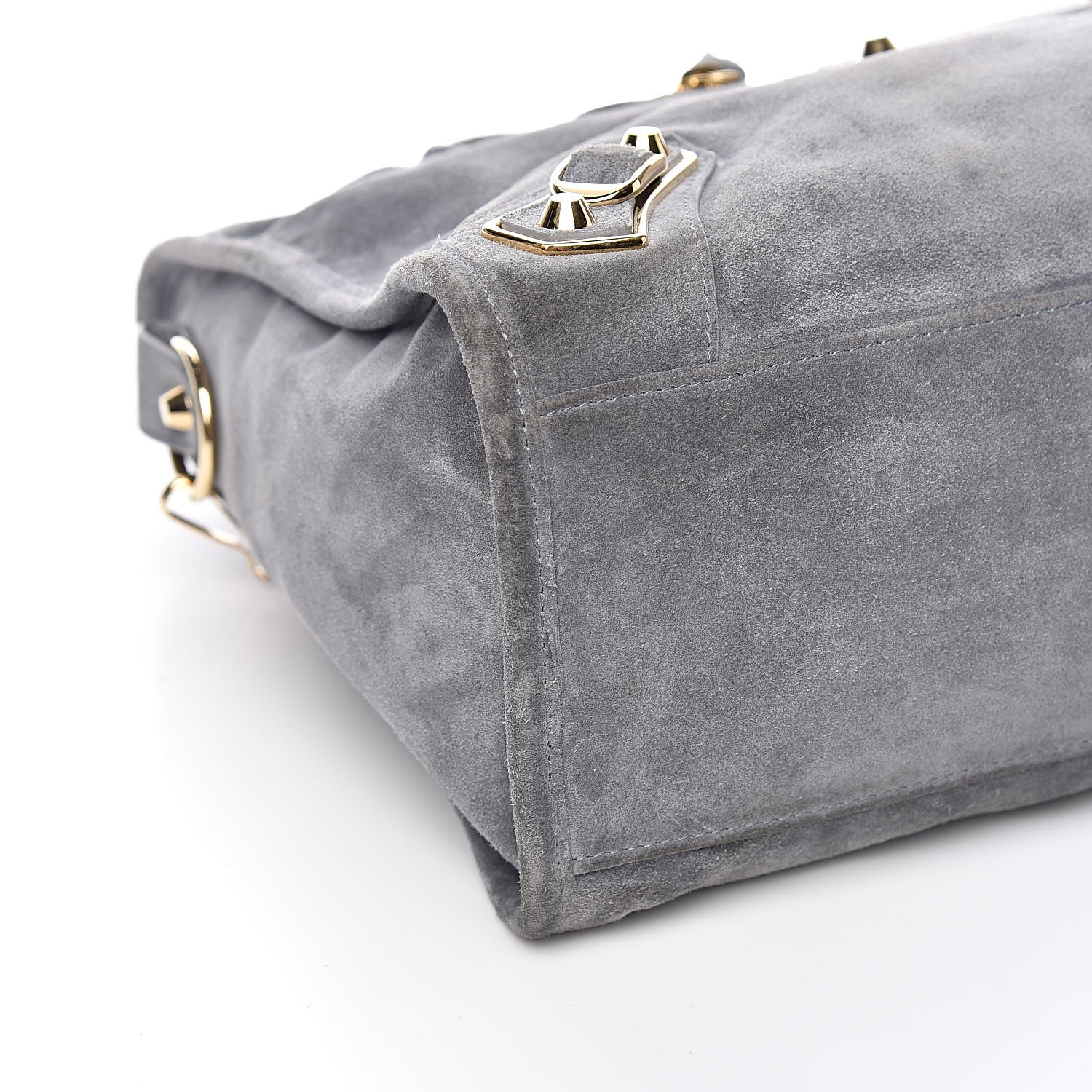 Balenciaga Baby Daim Suede Gold Metallic Edge Hardware City Gris Plomb 8 of 16