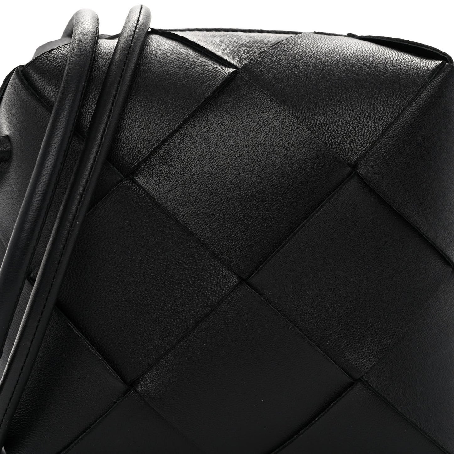 Lambskin Maxi Intrecciato Mini Cassette Camera Bag Black