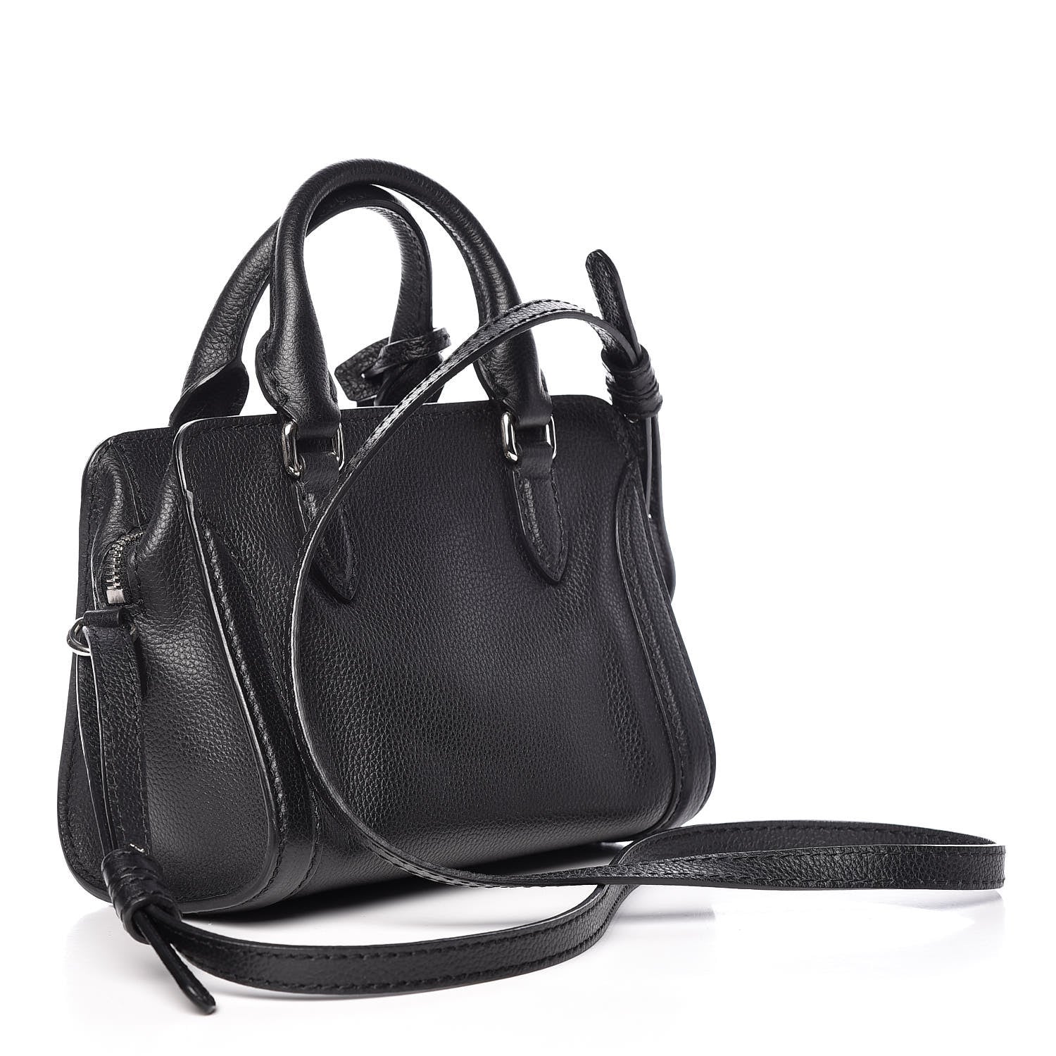 Alexander McQueen Pebbled Calfskin Mini Padlock Tote Black 3 of 9