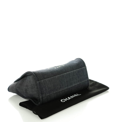 Chanel Canvas Small Deauville Tote Dark Blue 4 of 7