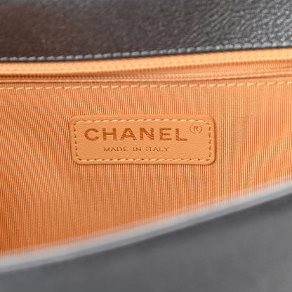 Chanel Metallic Calfskin Quilted New Medium Boy Flap Dark Grey 6 of 10