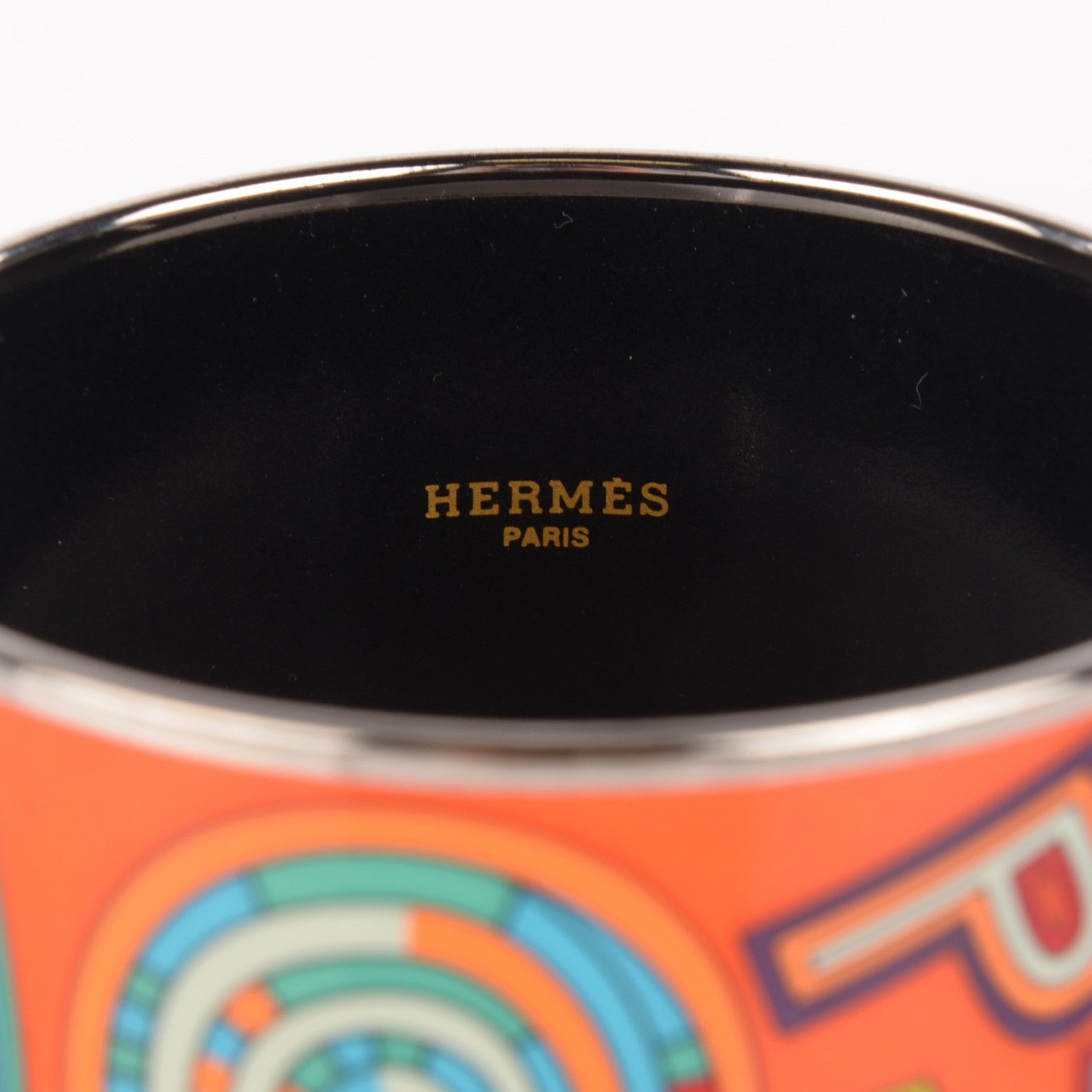 Hermes Enamel Printed Tohu Bohu Extra Wide Bracelet 70 Orange 3 of 4