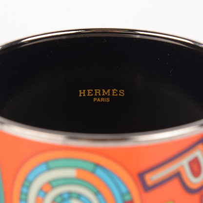 Hermes Enamel Printed Tohu Bohu Extra Wide Bracelet 70 Orange 3 of 4