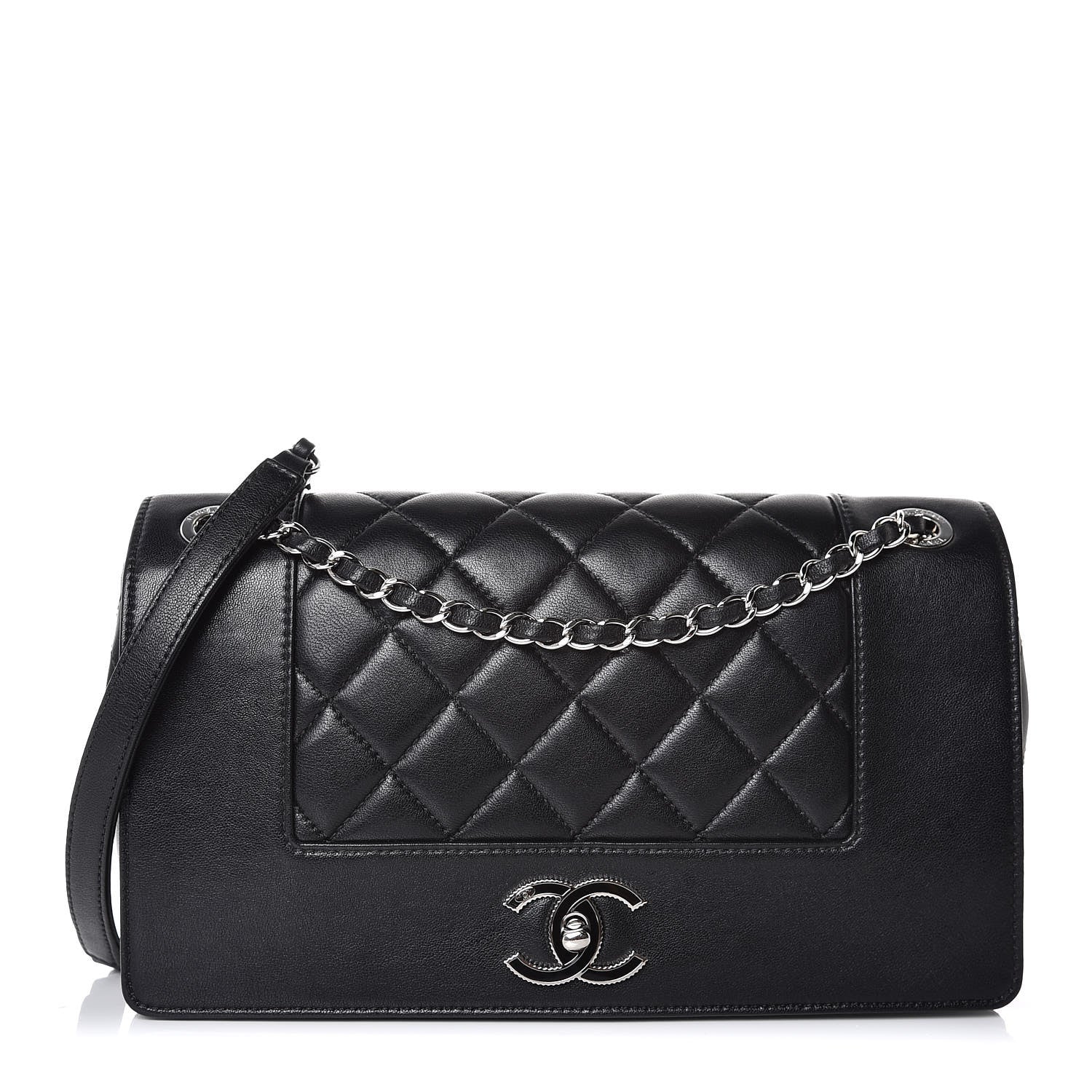 Chanel Sheepskin Quilted Vintage Mademoiselle Flap Black 1 of 9