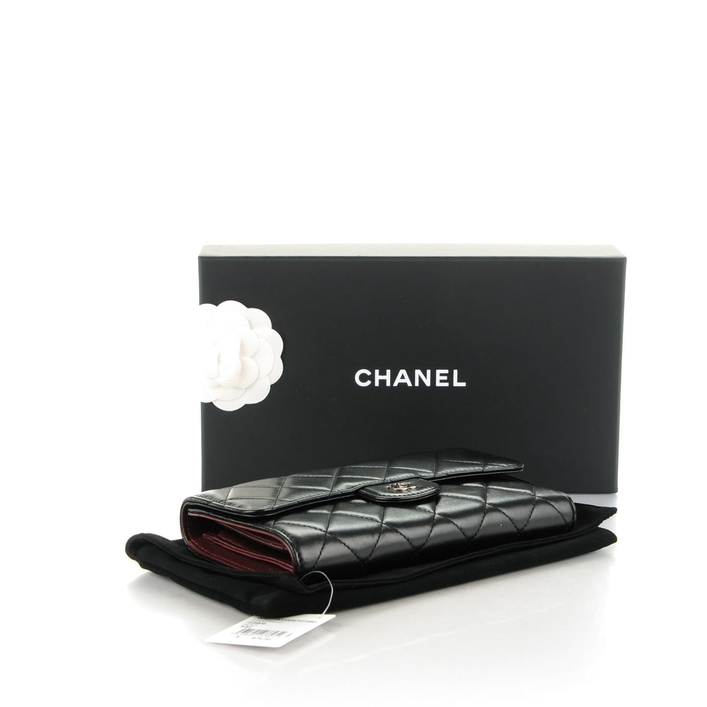 Lambskin Quilted Large Flap Wallet Black