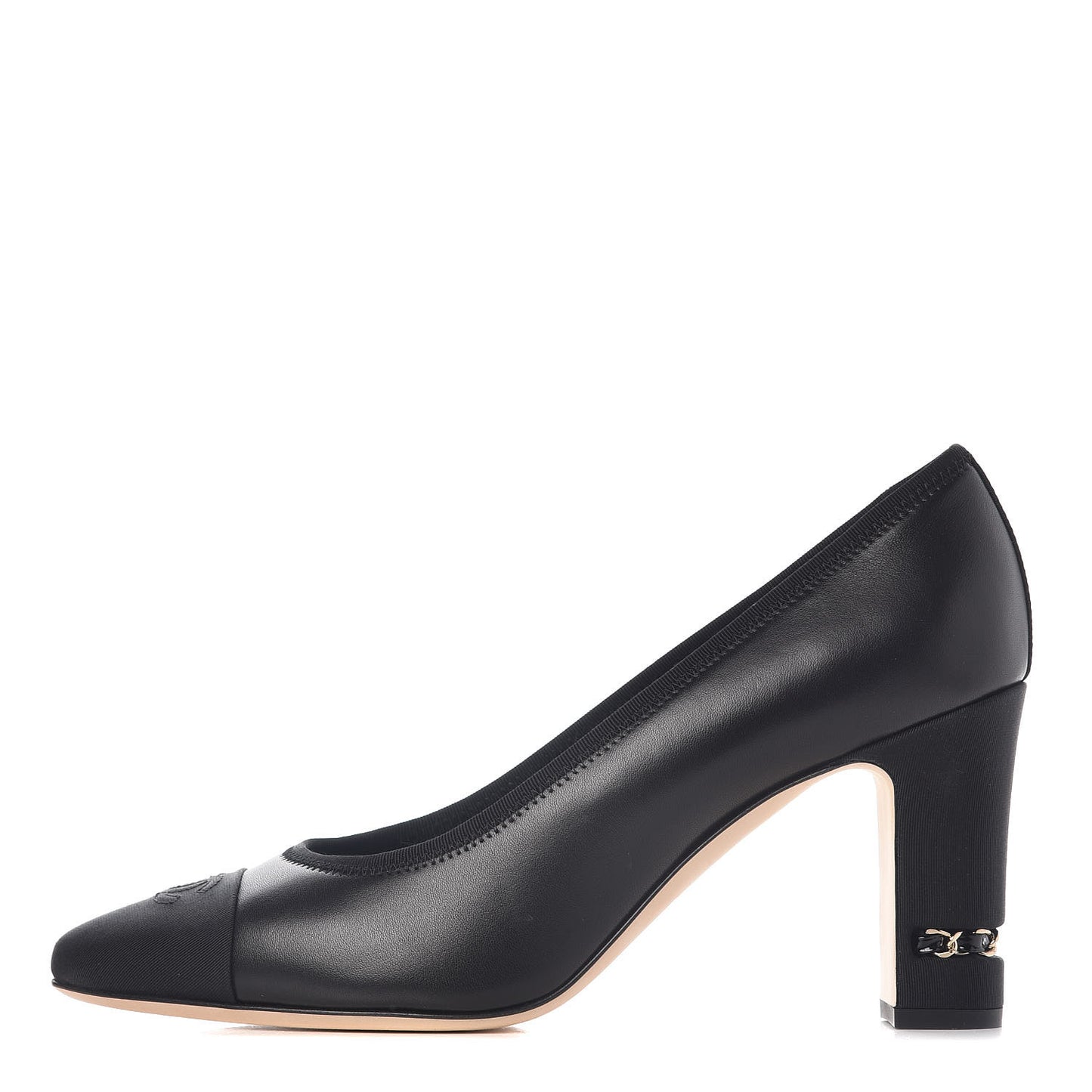 Lambskin Grosgrain Chain Pumps 42 Black