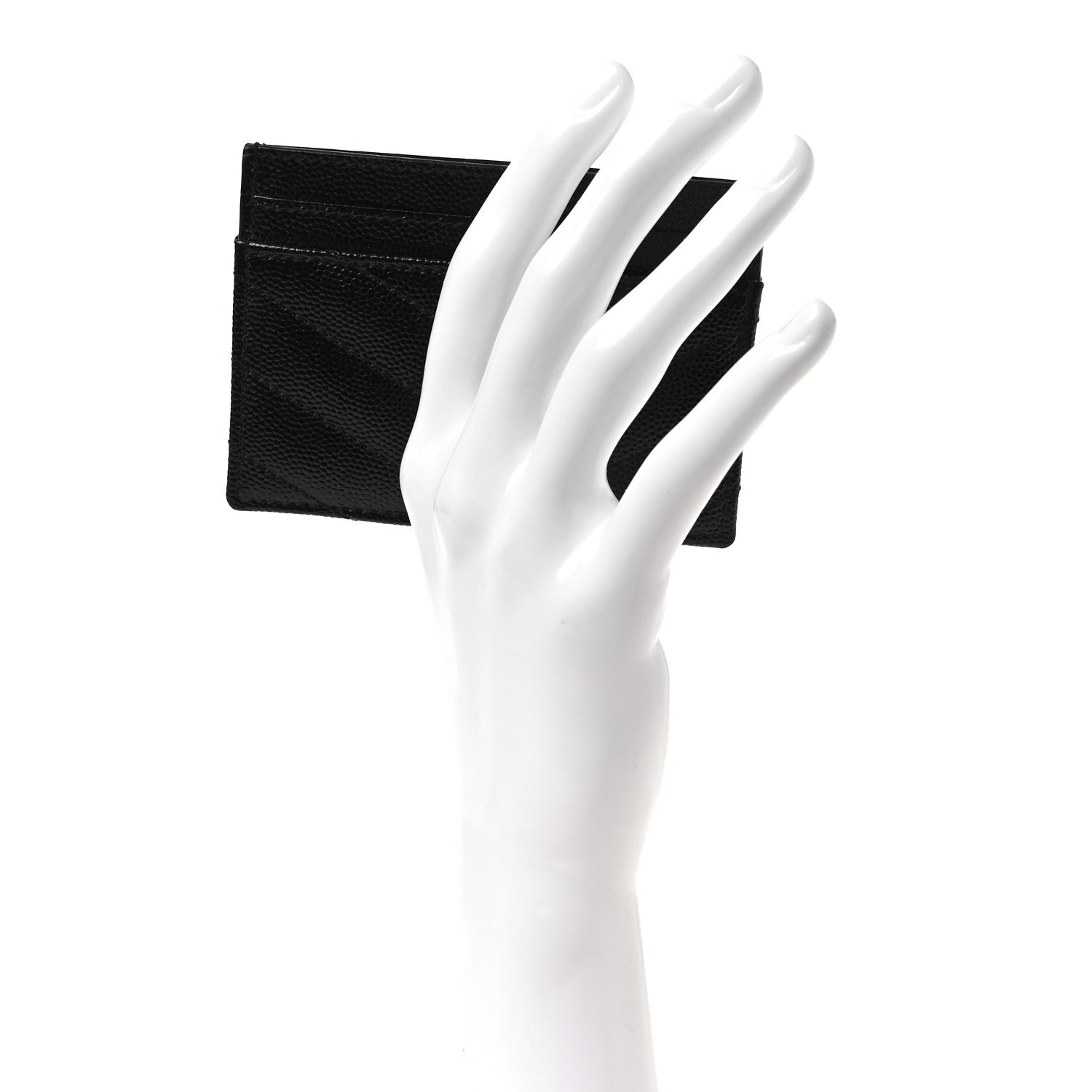 Saint Laurent Grain De Poudre Matelasse Chevron Monogram Credit Card Case Black 2 of 8