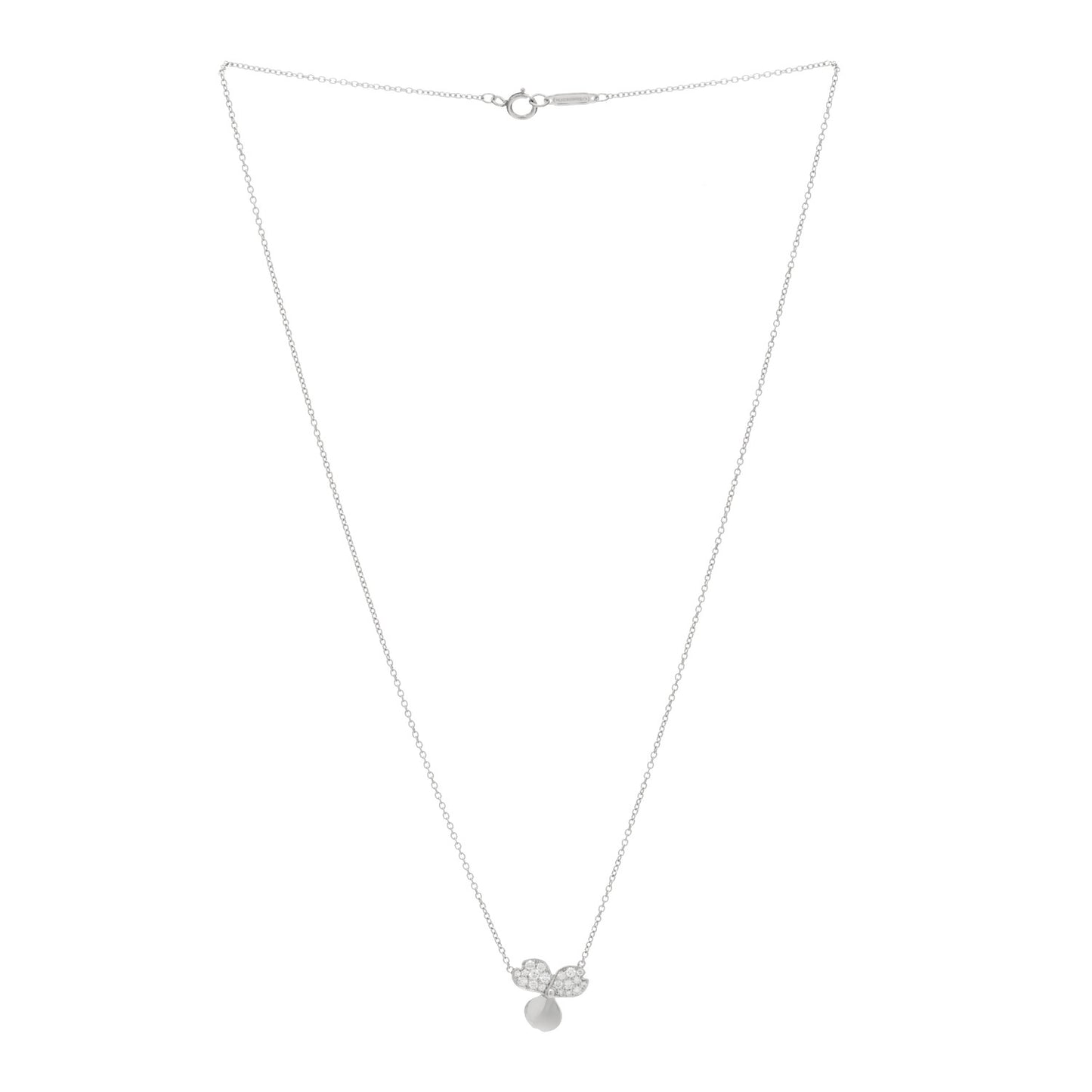 Platinum Diamond .17ctw Small Paper Flowers Pendant Necklace