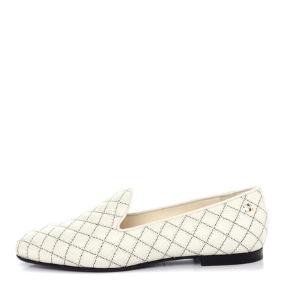 Chanel Calfskin Stitched CC Loafers 39 Ivory 1 of 11
