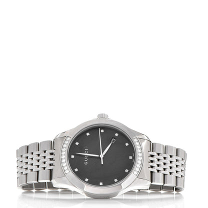 Gucci Stainless Steel Diamond 38mm G-Timeless Quartz Watch Black 3 of 7