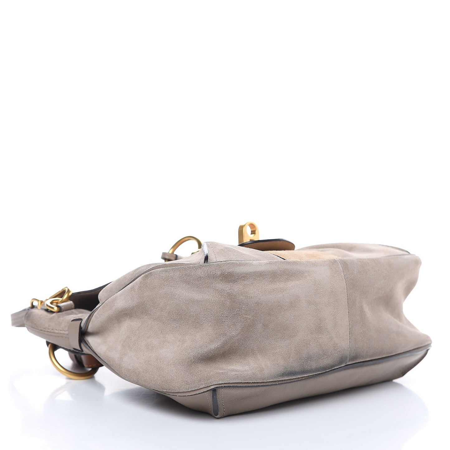 Suede Calfskin Small Lexa Shoulder Bag Motty Grey