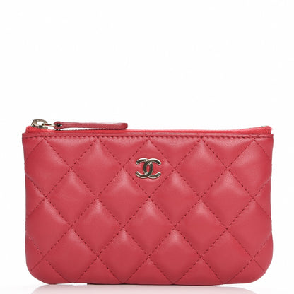 Chanel Lambskin Quilted Small Cosmetic Case Dark Pink 1 of 7