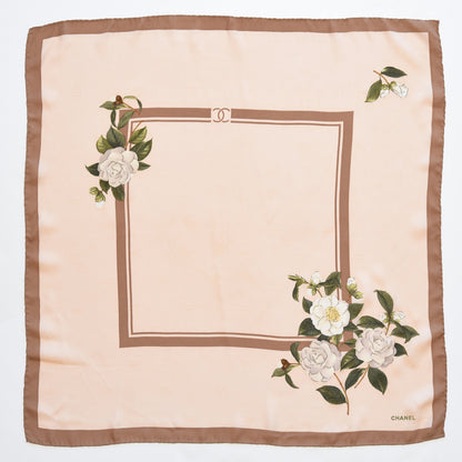 Chanel Silk CC Square Scarf Beige Brown 1 of 6