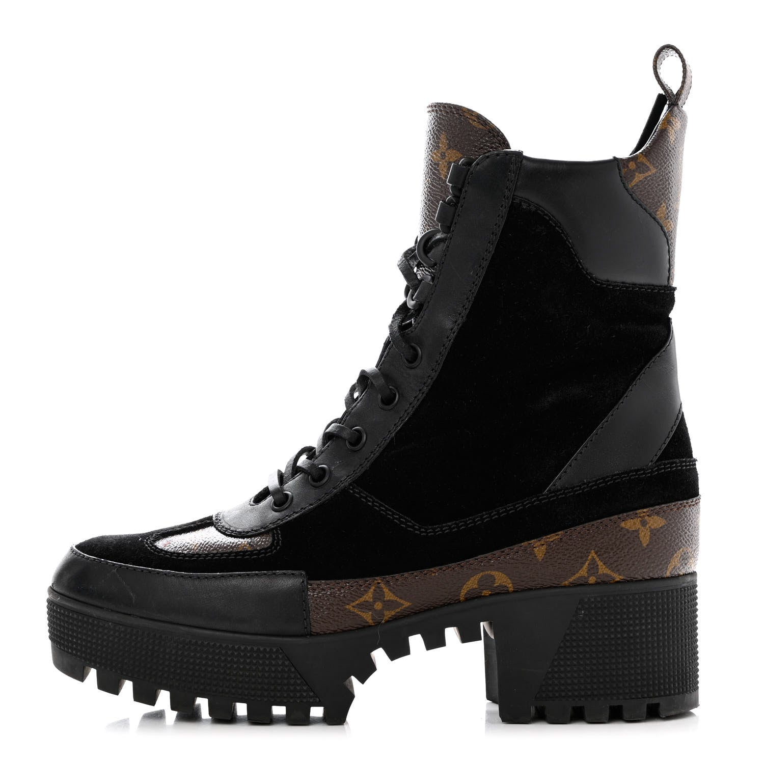 Louis Vuitton Suede Calfskin Monogram Laureate Platform Desert Boots 38 Black 1 of 13