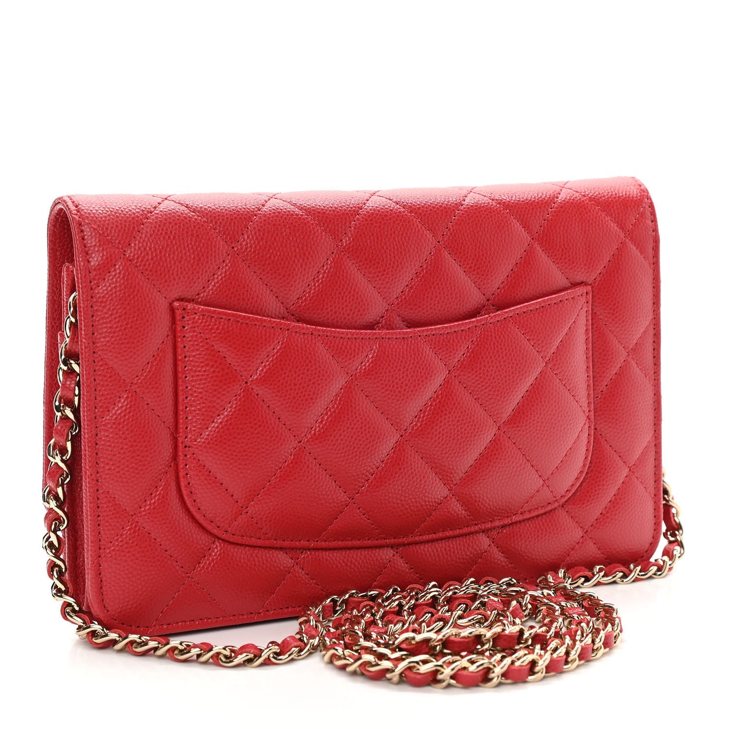 Caviar Quilted Wallet On Chain WOC Red