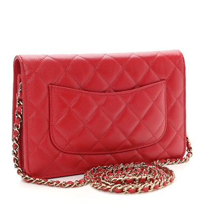Chanel Caviar Quilted Wallet On Chain WOC Red 3 of 11