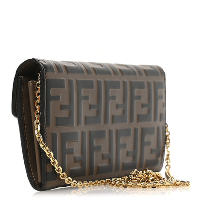 Fendi Vitello Soft F is Fendi Bi-Color FF 1974 Embossed Continental Envelope Wallet On Chain Maya Black 3 of 11