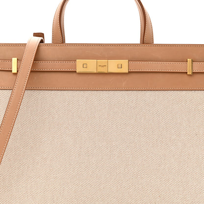 Saint Laurent Canvas Calfskin Medium Manhattan Shopper Tote Natural Brown 8 of 11