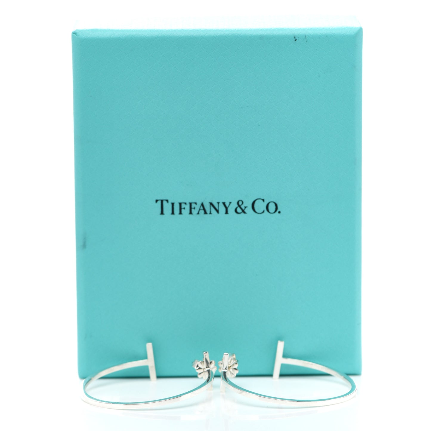 Sterling Silver Large T Wire Hoop Earrings