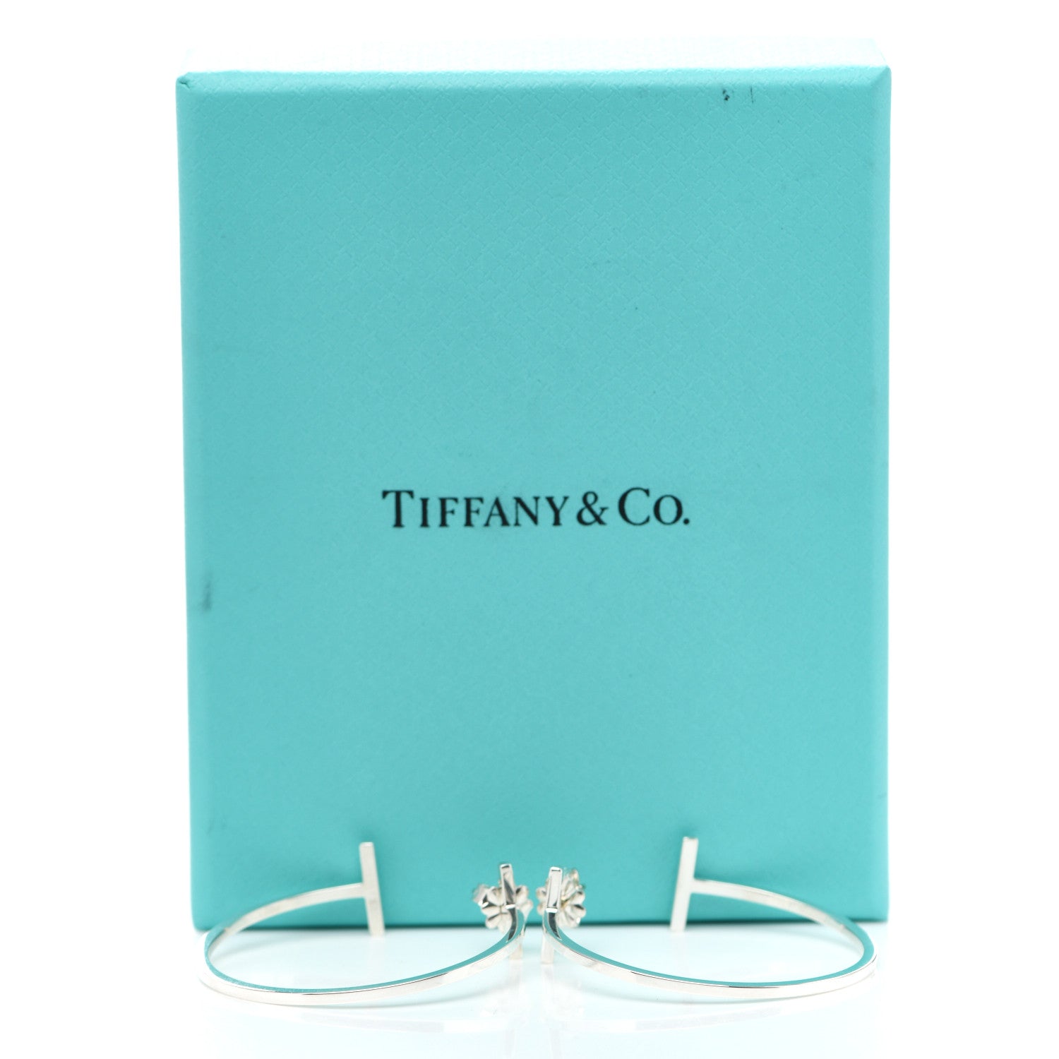 Tiffany Sterling Silver Large T Wire Hoop Earrings 4 of 4