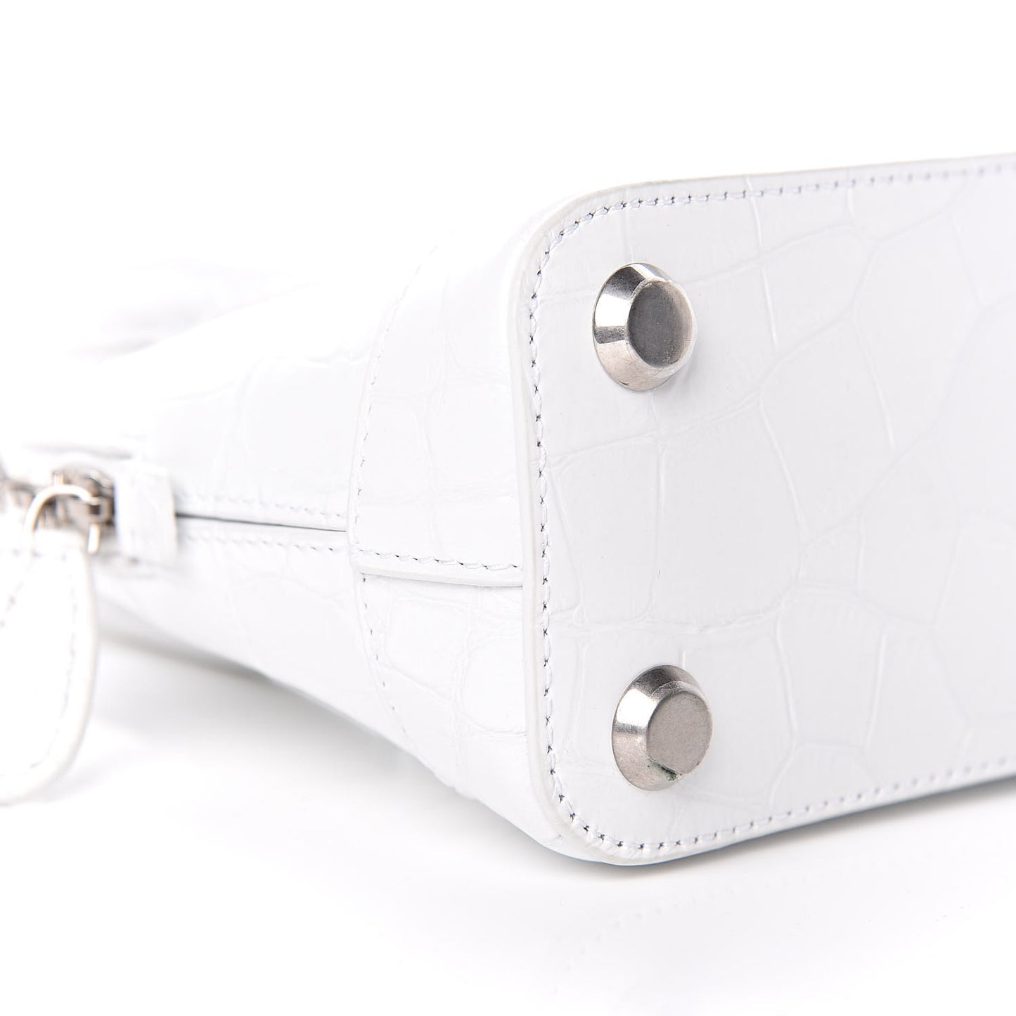 Calfskin Crocodile Embossed XXS Ville Top Handle Bag White Black