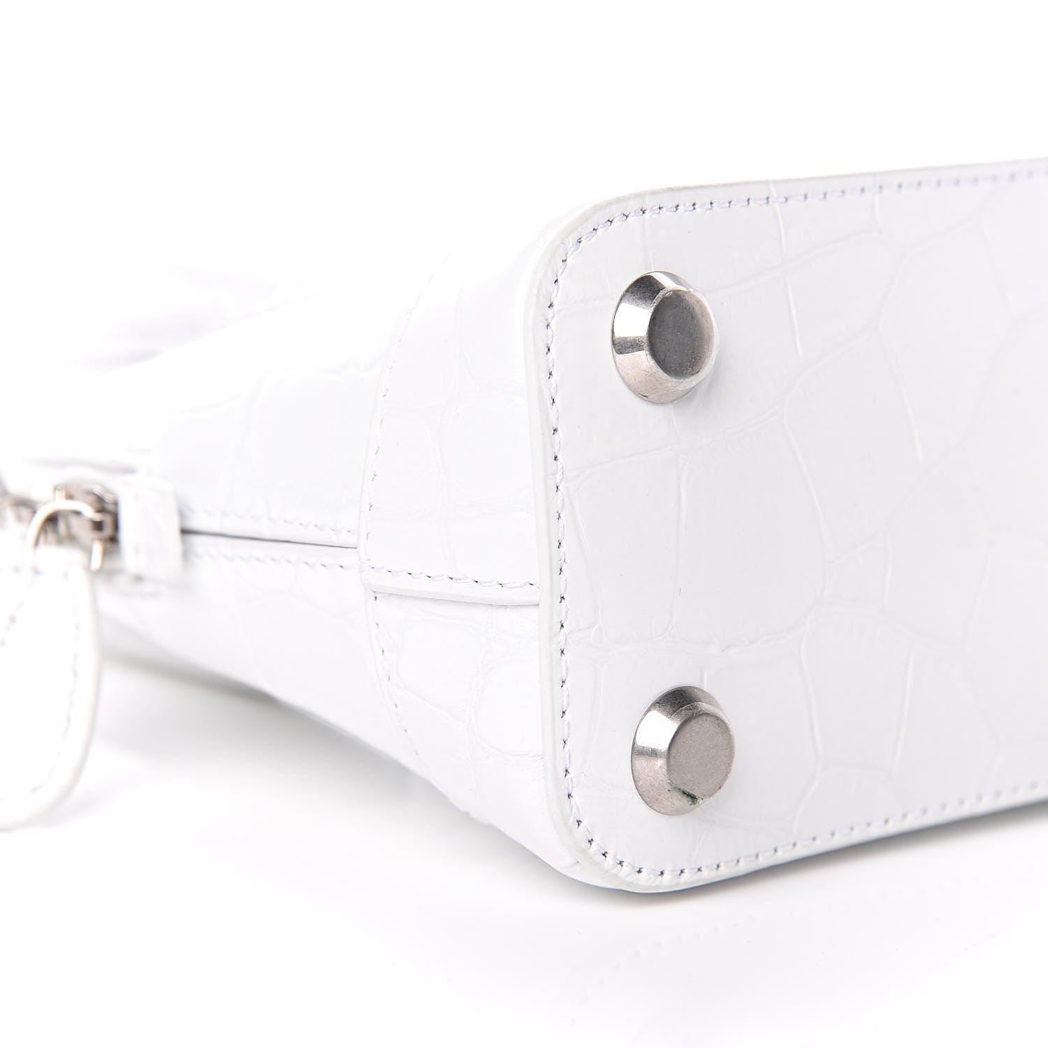 Balenciaga Calfskin Crocodile Embossed XXS Ville Top Handle Bag White Black 9 of 11