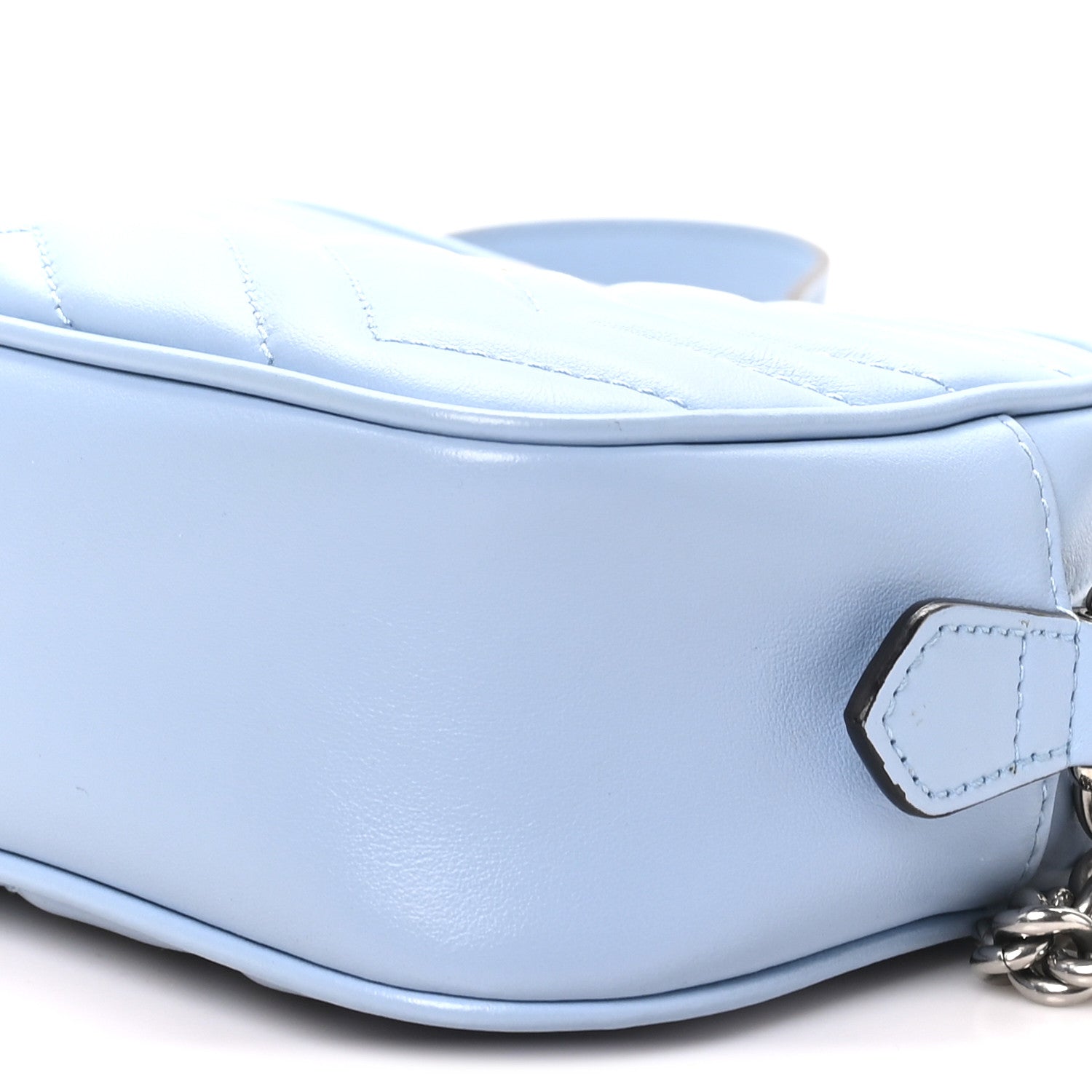 Gucci Calfskin Matelasse Mini GG Marmont Chain Shoulder Bag Porcelain Light Blue 10 of 10