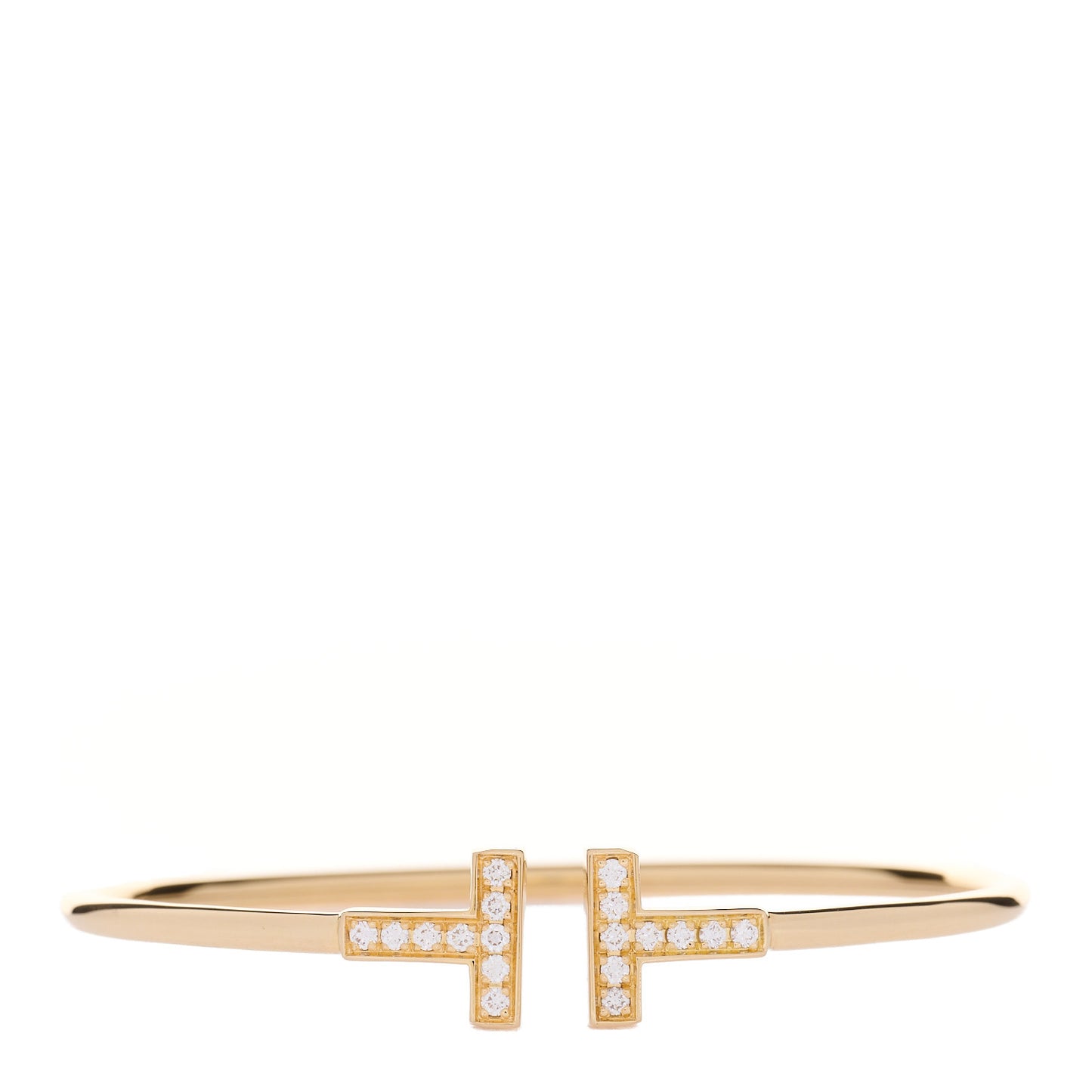 18K Yellow Gold Diamond T Wire Bracelet