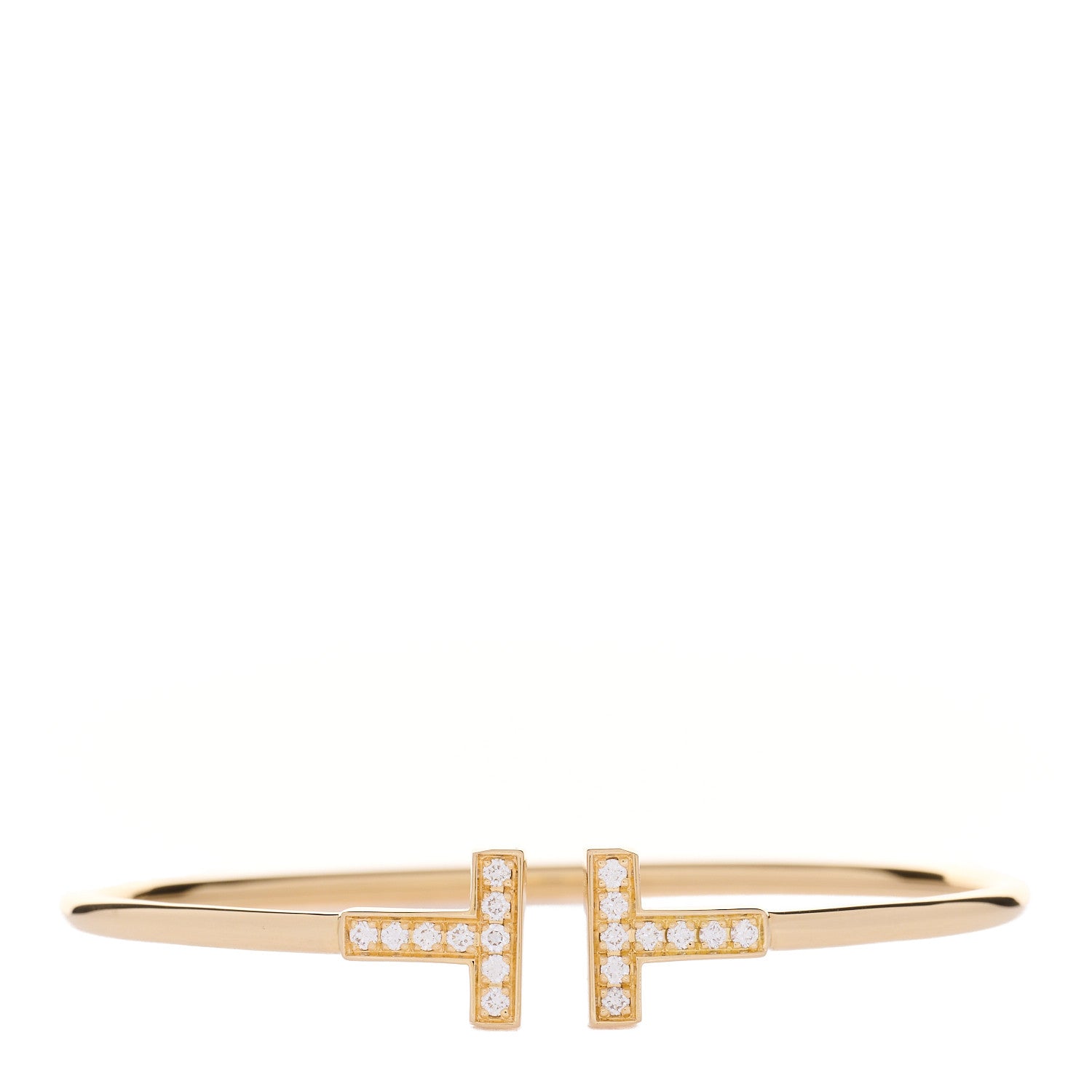 Tiffany 18K Yellow Gold Diamond T Wire Bracelet 1 of 6