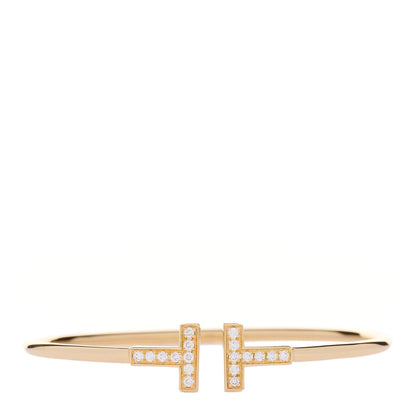 Tiffany 18K Yellow Gold Diamond T Wire Bracelet 1 of 6