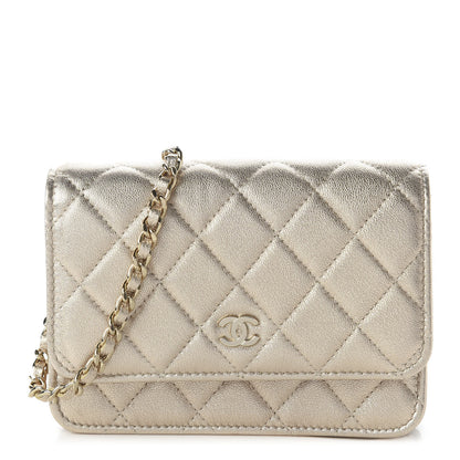 Chanel Metallic Lambskin Quilted Mini Wallet On Chain WOC Gold 1 of 11