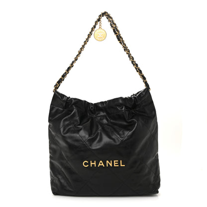 Chanel Shiny Calfskin Quilted Small Chanel 22 Black 1 of 11