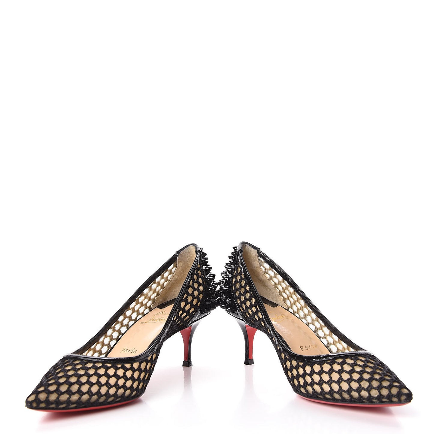 Fishnet Mesh Suede Guni 55 Spiked Pumps 37 Black