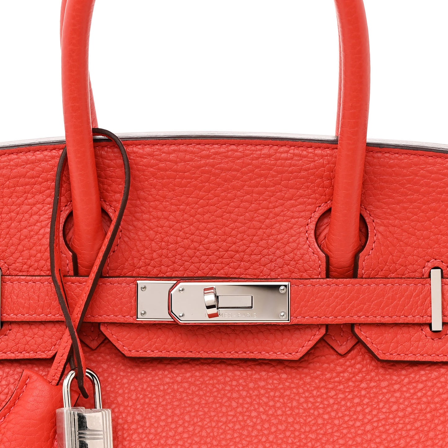 Taurillon Clemence Birkin 30 Rouge Pivoine