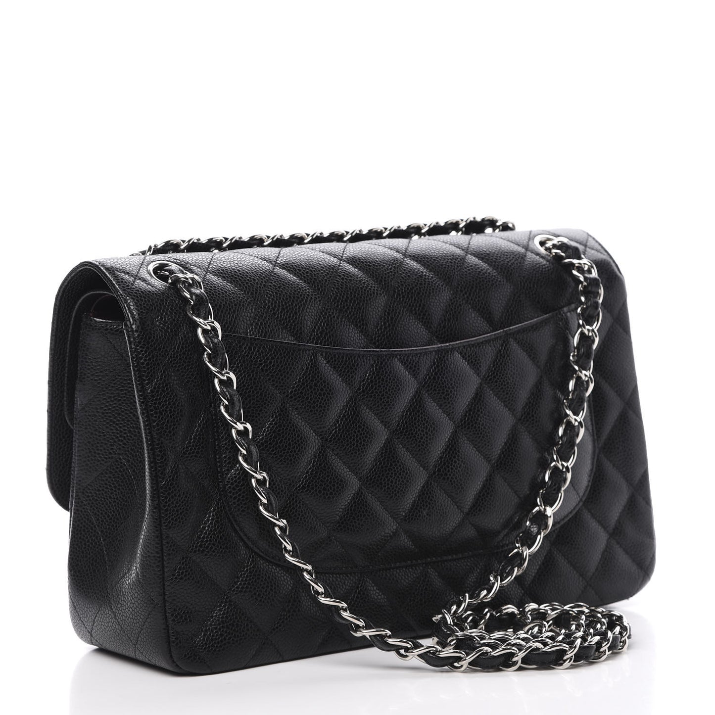 Caviar Quilted Jumbo Double Flap Black