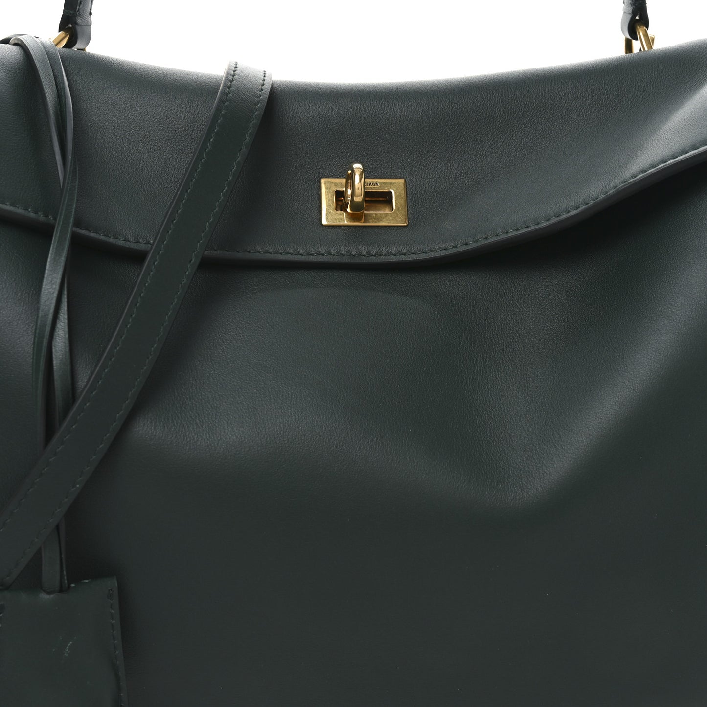 Natural Smooth Calfskin Medium Rodeo Top Handle Handbag Pine Green