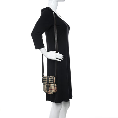 Burberry Haymarket Check Buckle Crossbody Bag Dark Brown 3 of 10
