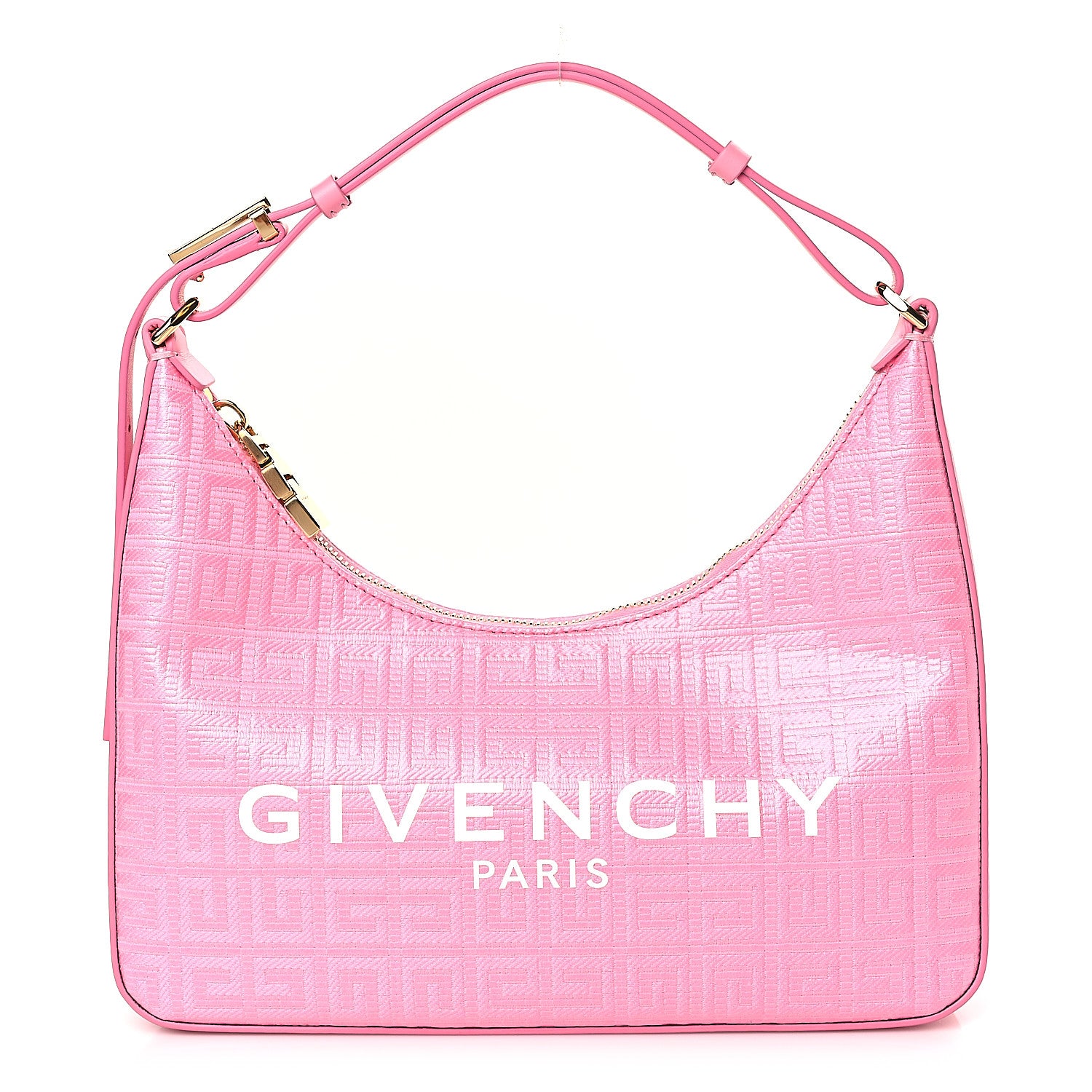 Givenchy Coated Canvas Logo 4G Embossed Small Moon Cut Out Shoulder Bag Pink 1 of 9