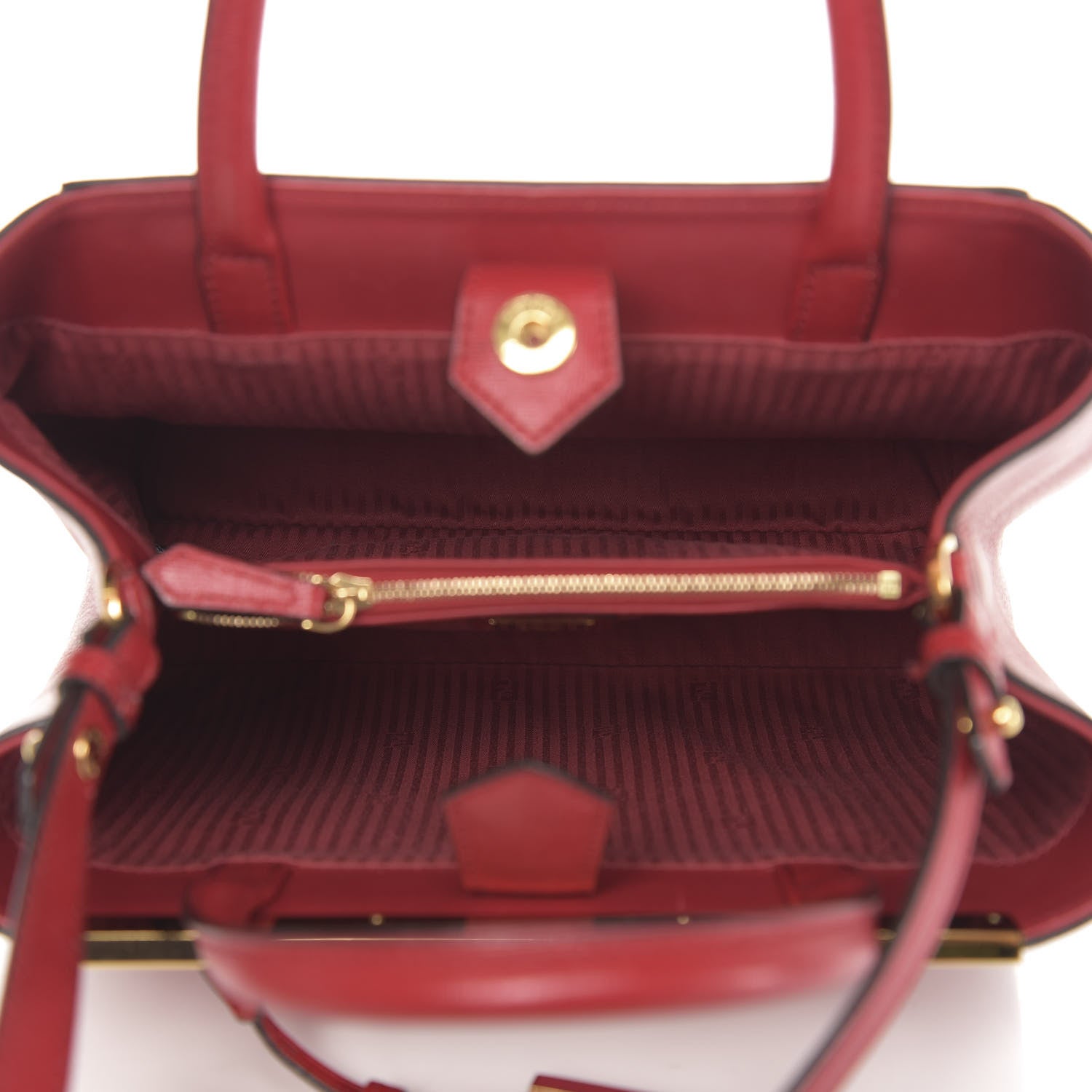 Fendi Vitello Elite Flamingo Petite 2Jours Tote Mattone 5 of 10