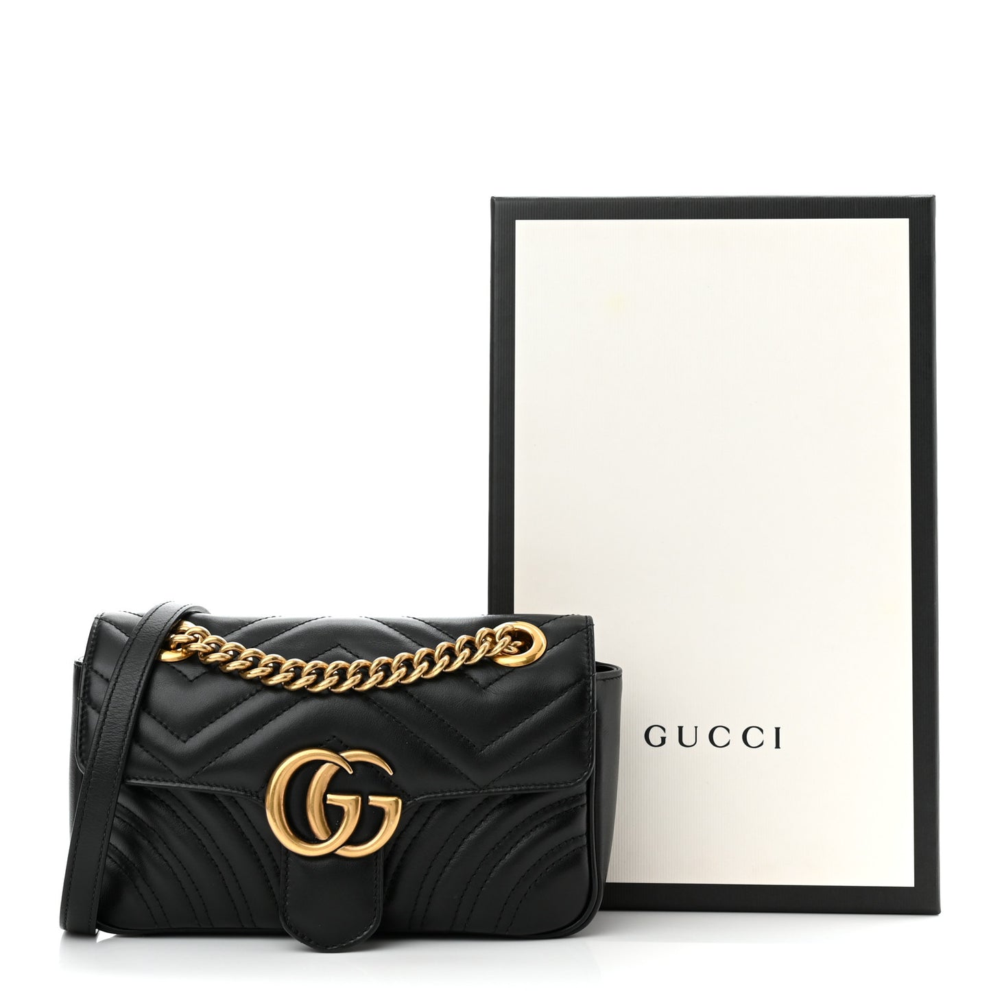 Calfskin Matelasse Mini GG Marmont Shoulder Bag Black