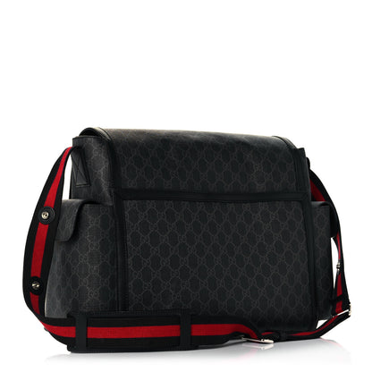 Gucci GG Supreme Monogram Web Messenger Diaper Bag Black Grey 3 of 15