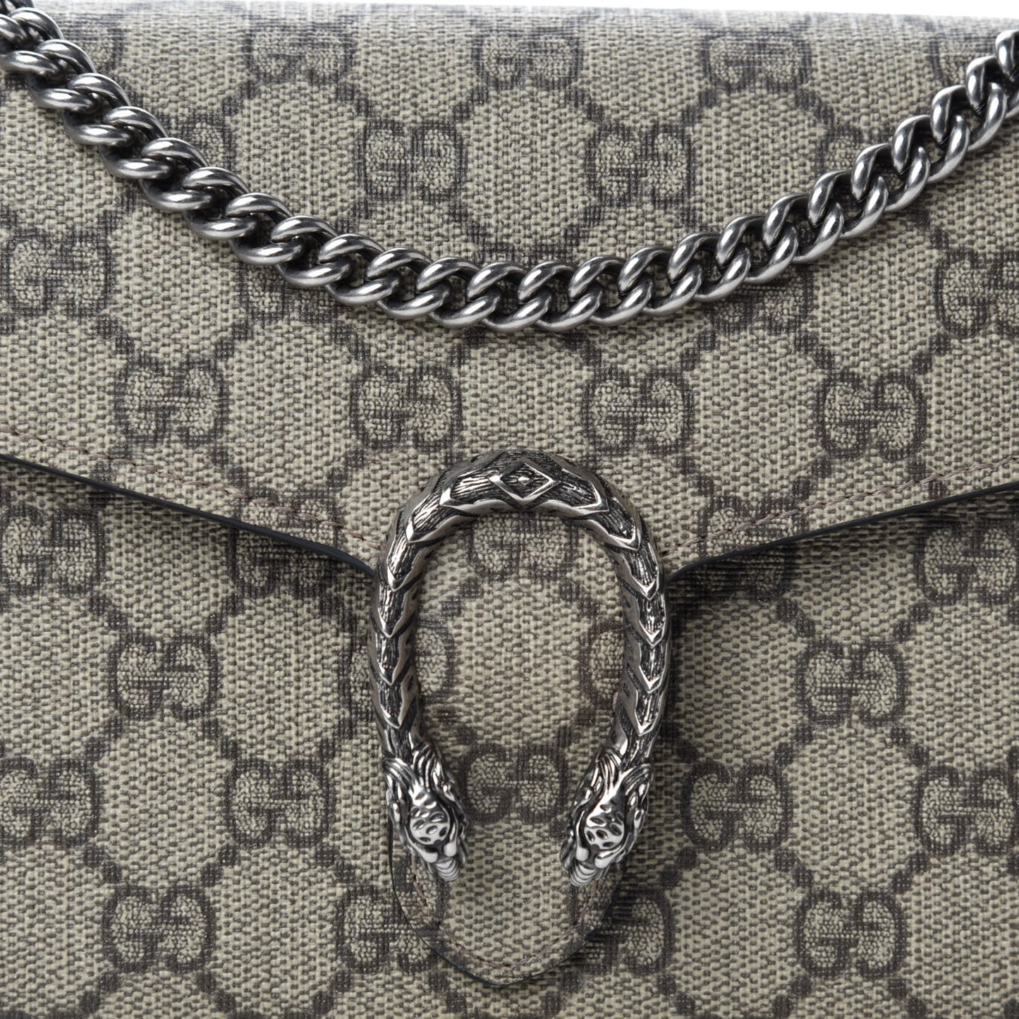 GG Supreme Monogram Mini Dionysus Chain Wallet Beige Black