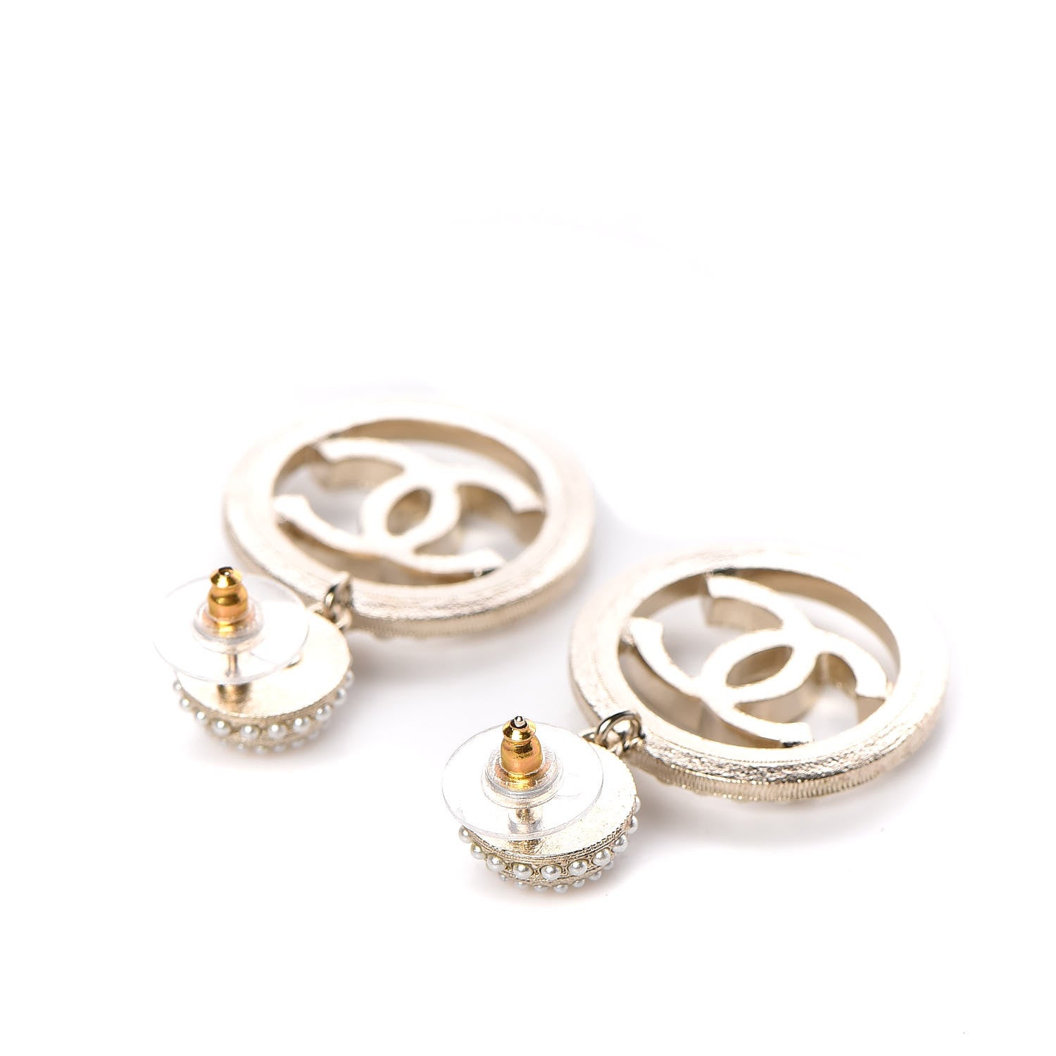 Chanel Pearl CC Drop Earrings Light Gold 3 of 4