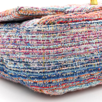 Chanel Tweed Quilted Mini Rectangular Flap Blue Pink Orange 9 of 10