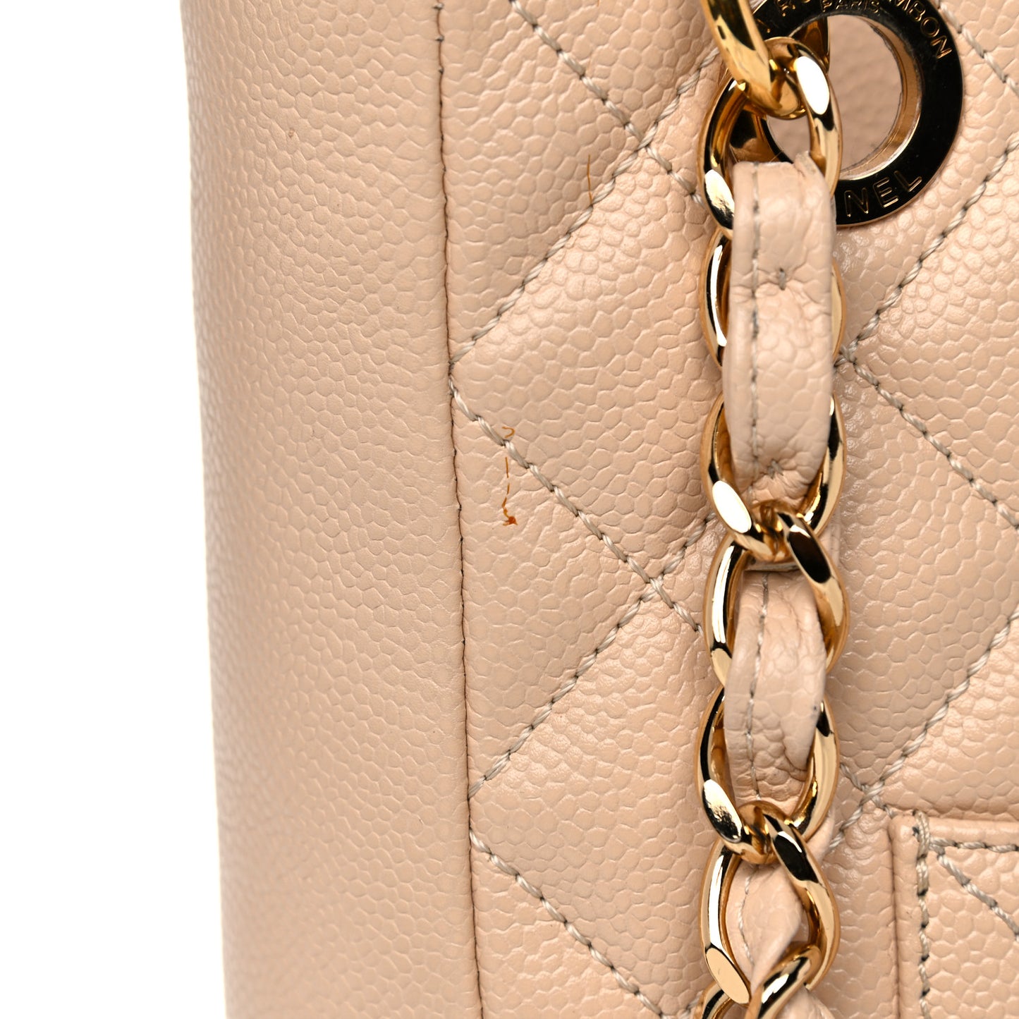Caviar Quilted Petit Shopping Tote PST Beige Clair