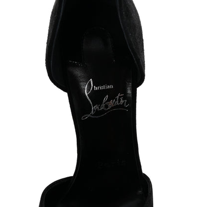 Christian Louboutin Veau Velours 100 Ankle Strap Pumps 35.5 Black 8 of 9