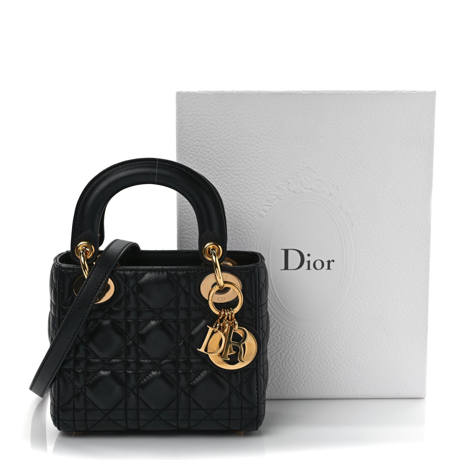 Christian Dior Lambskin Cannage Mini Lady Dior Black 9 of 9