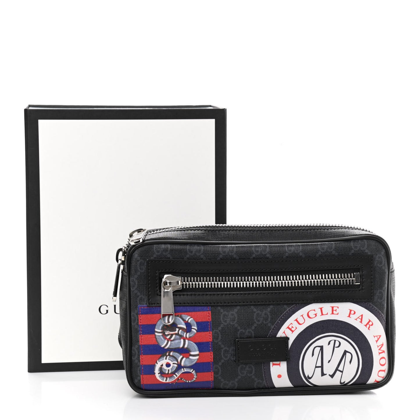 GG Supreme Monogram Night Courrier Belt Bag Black Multicolor