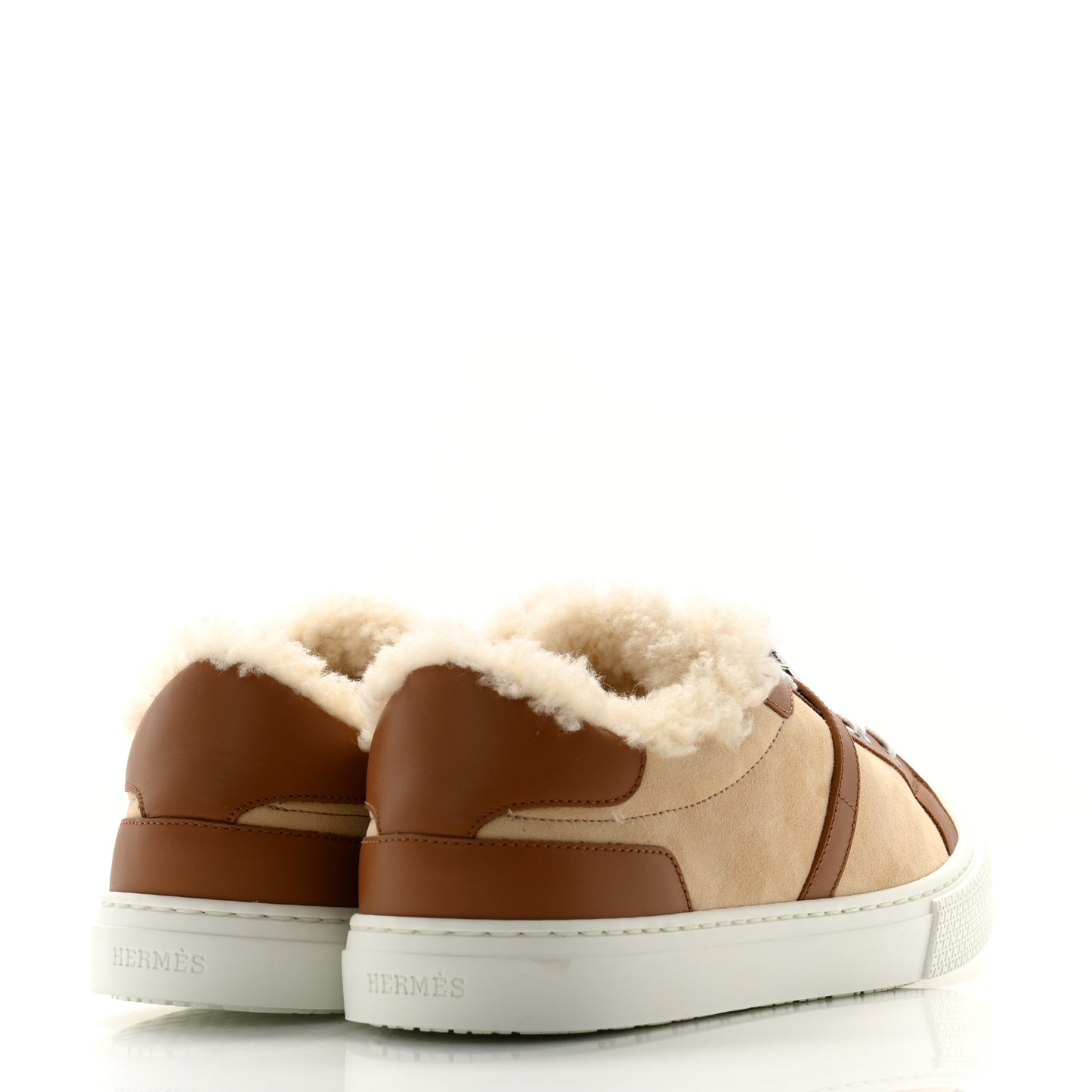 Suede Goatskin Calfskin Shearling Day Sneakers 36.5 Beige Palomino Naturel